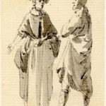 Un highlander parlant à une femme à Edimbourg - 1747-1751 - par Paul Sandby - British Museum - ref.Nn,6.14