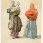 Deux femmes dont une porte un enfant, scène de rue à Edimbourg - 1747-1751 - par Paul Sandby - British Museum - ref.Nn,6.31