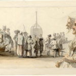 Marché à la viande, à Edimbourg, deux bouchers débitent une carcasse, entourés de gens de la rue - 1747-1751 - par Paul Sandby - British Museum - ref.Nn,6.38