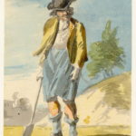 Homme avec une pelle à Edimbourg, l'homme porte possiblement un petit kilt en laine unie - 1747-1751 - par Paul Sandby - British Museum - ref.Nn,6.41