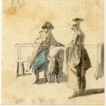 un groupe près d'un banc. Un homme, un garçon et une femme fumant la pipe - 1747-1751 - par Paul Sandby - British Museum - ref.Nn,6.6