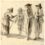 Scène de vie à Edimbourg, 3 hommes marchant et une femme - 1747-1751 - par Paul Sandby - British Museum - ref.Nn,6.7